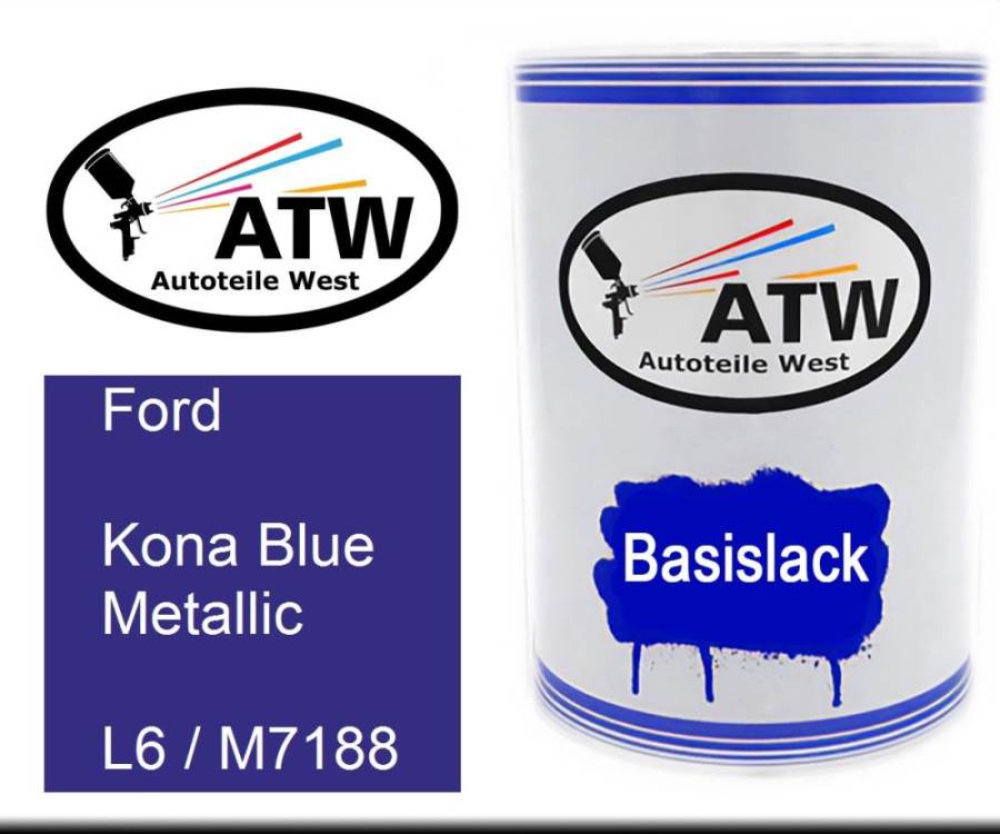 Ford, Kona Blue Metallic, L6 / M7188: 500ml Lackdose, von ATW Autoteile West.